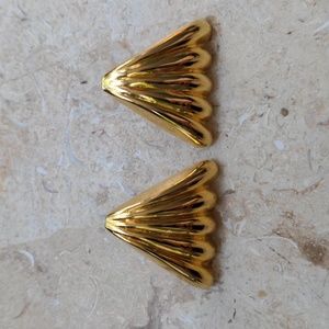 Vintage Brass Scalloped Fan Earrings